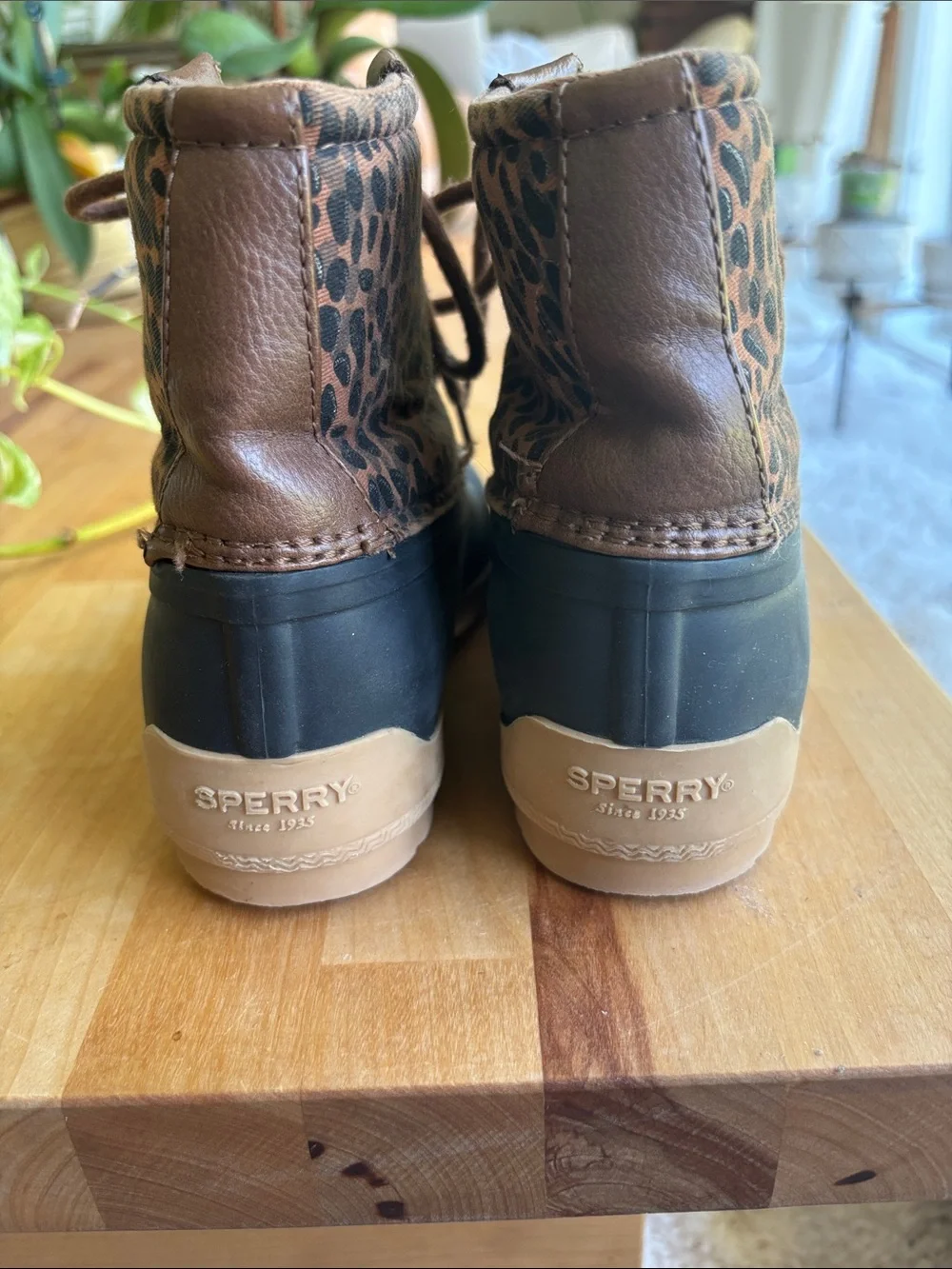 Sperry Kids Leopard Print Rain Boots - Brown and Black
